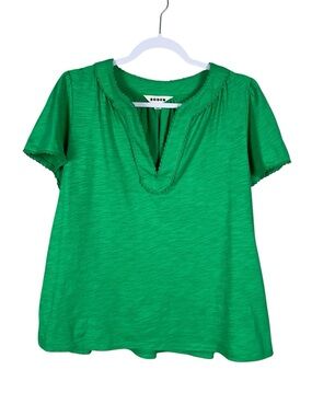 Boden Womens Kelly Green Ava Trim Top Size 14 Beach Coastal Euro Summer Prairie